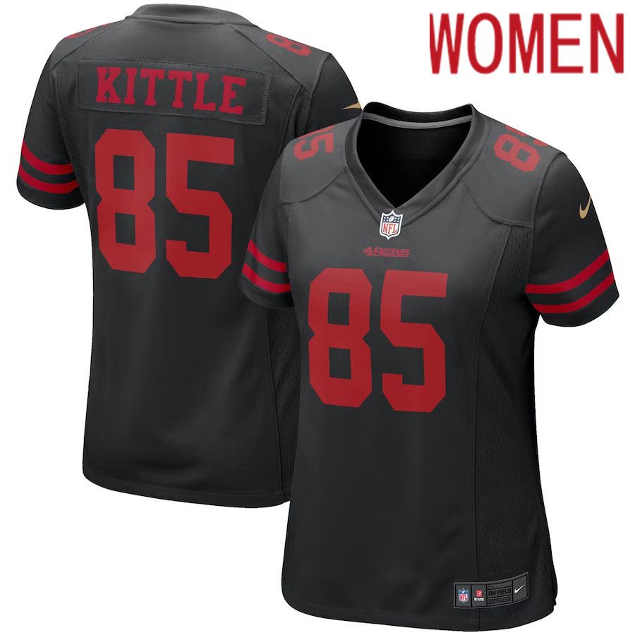 Women San Francisco 49ers 85 George Kittle Nike Black Game NFL Jersey